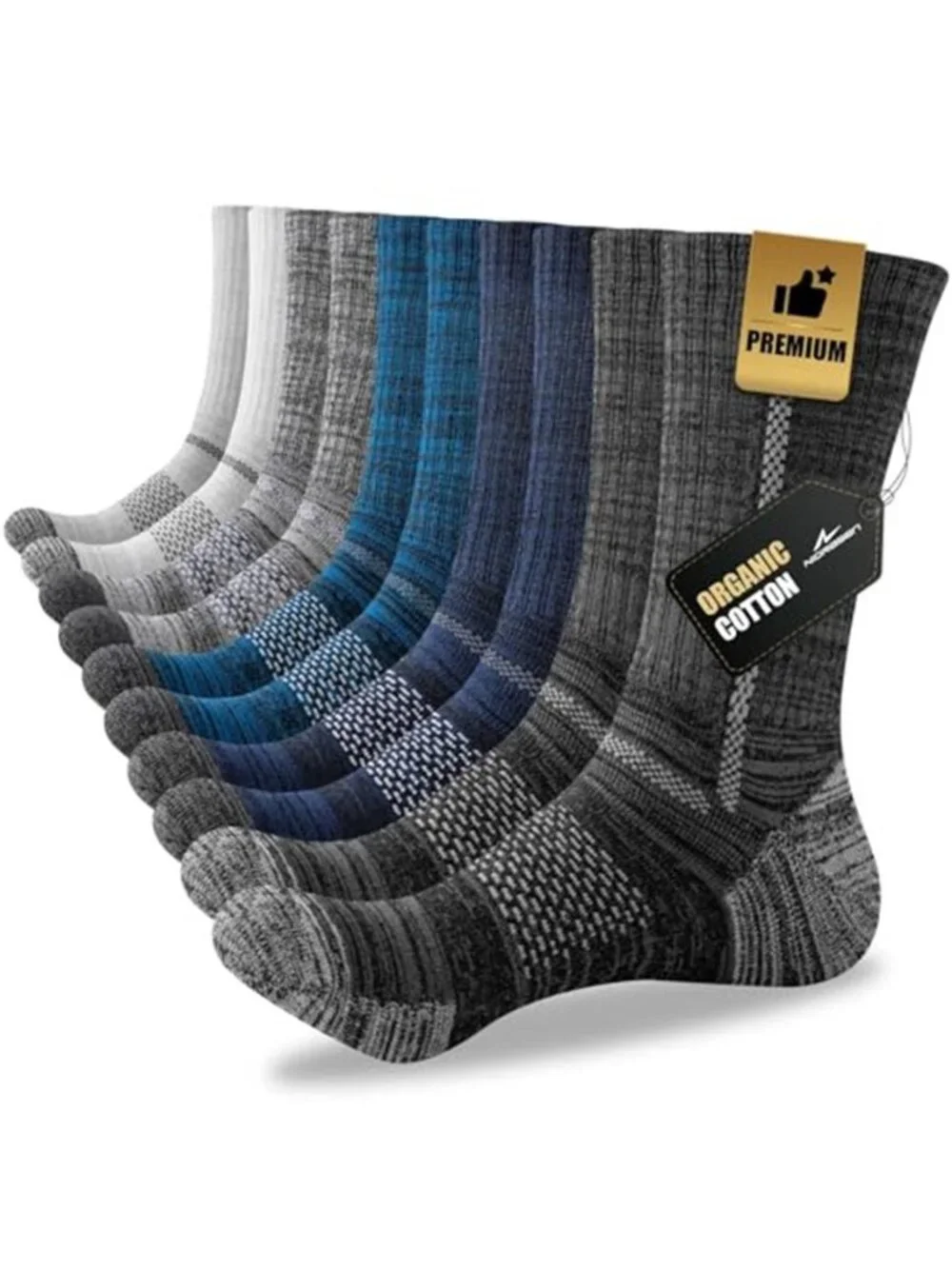5 Pairs Men's Cotton Cushioned Crew Socks